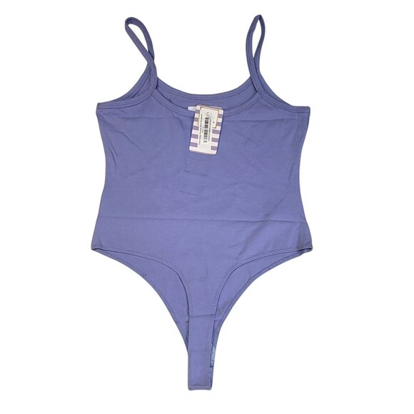 Double Zero Bodysuit  Pale Indigo Scoop Neck Womens Size L Cotton/Spandex - Picture 2 of 8